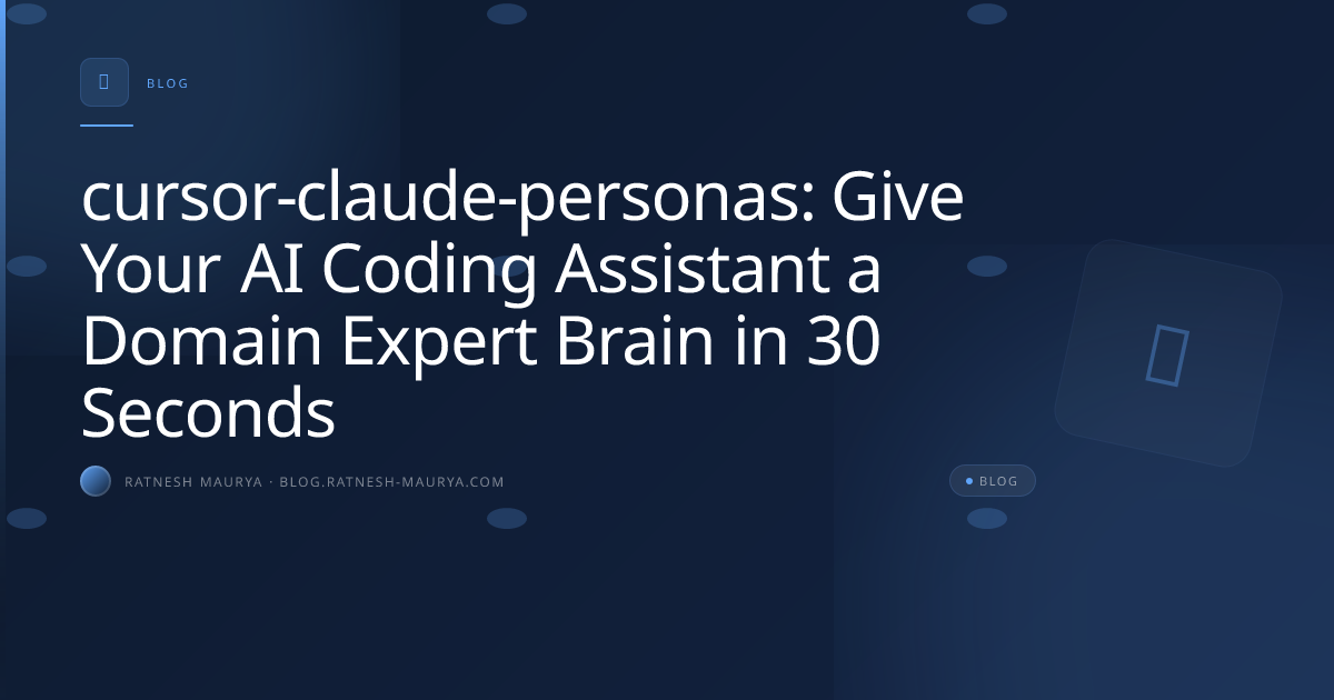 cursor-claude-personas: AI Domain Expert Personas in 30 Seconds