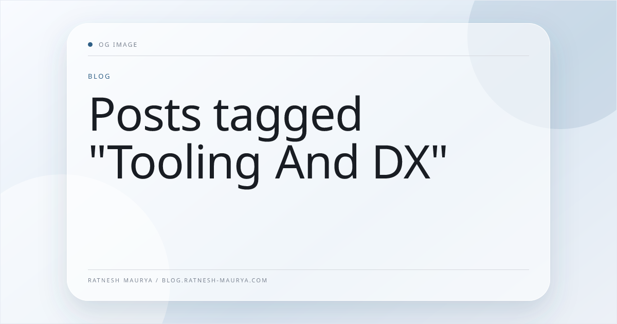 Posts tagged "Tooling And Dx"