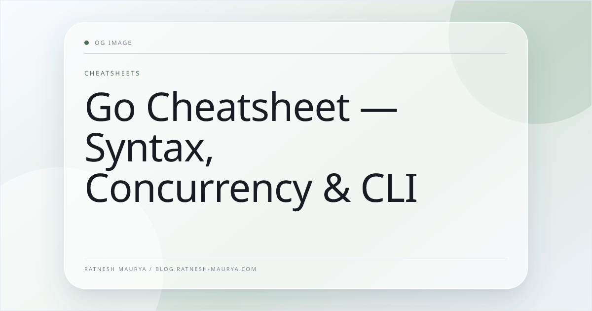 Go Cheatsheet — Syntax, Concurrency & CLI